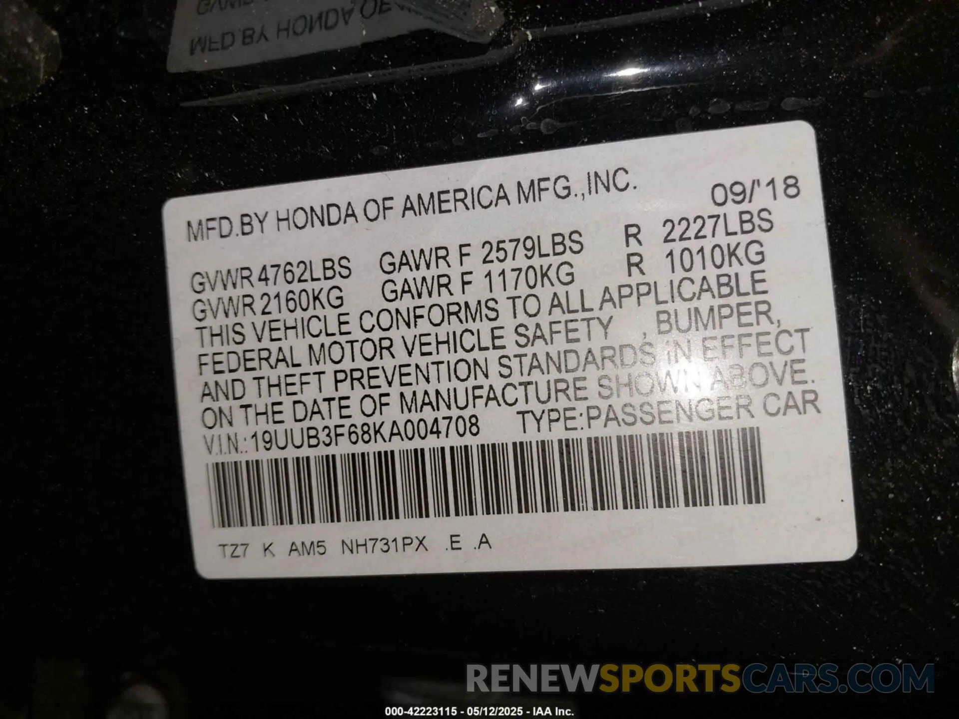 9 fotografías del automóvil dañado 19UUB3F68KA004708 ACURA TLX 2019