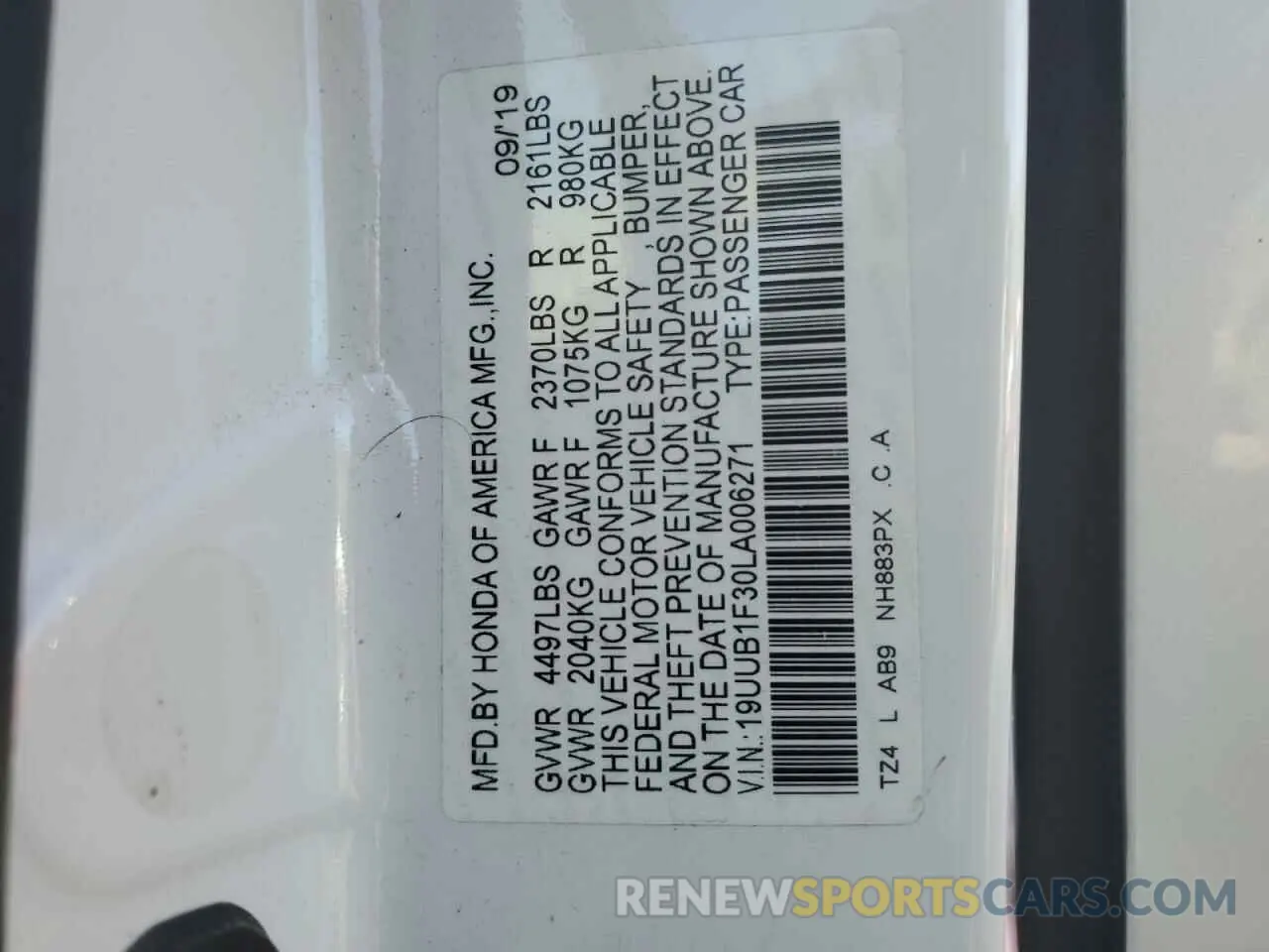 14 fotografías del automóvil dañado 19UUB1F30LA006271 ACURA TLX 2020