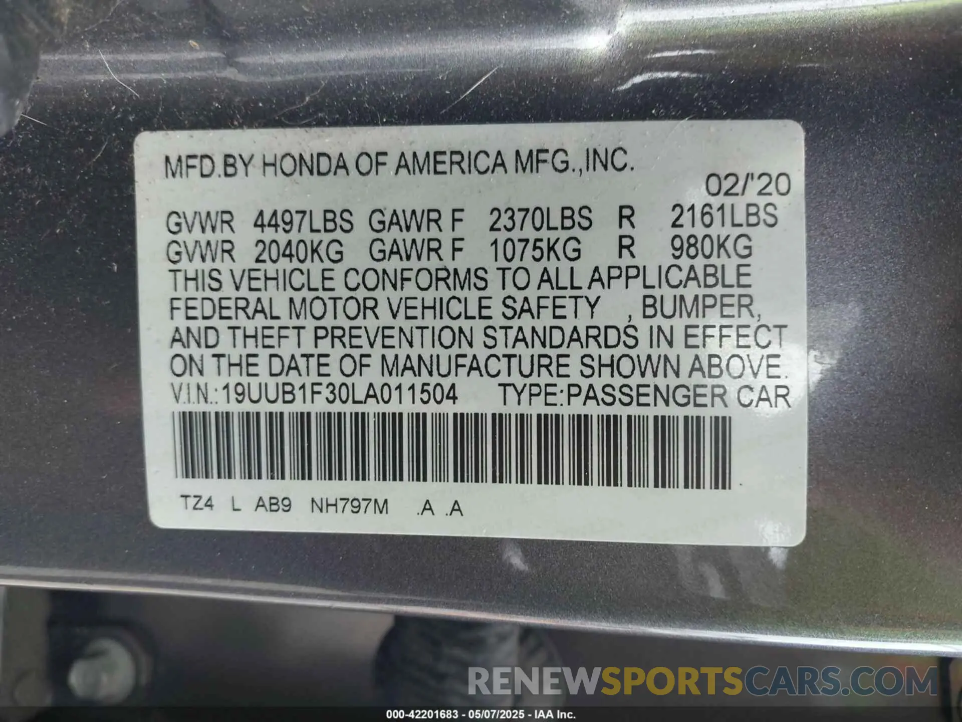 9 fotografías del automóvil dañado 19UUB1F30LA011504 ACURA TLX 2020