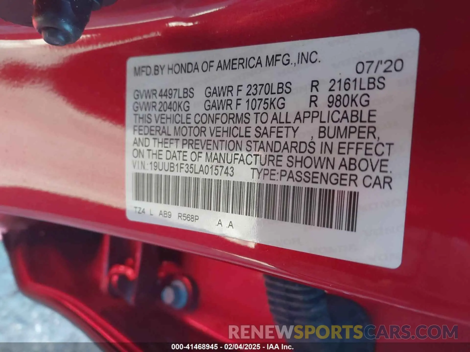 9 fotografías del automóvil dañado 19UUB1F35LA015743 ACURA TLX 2020