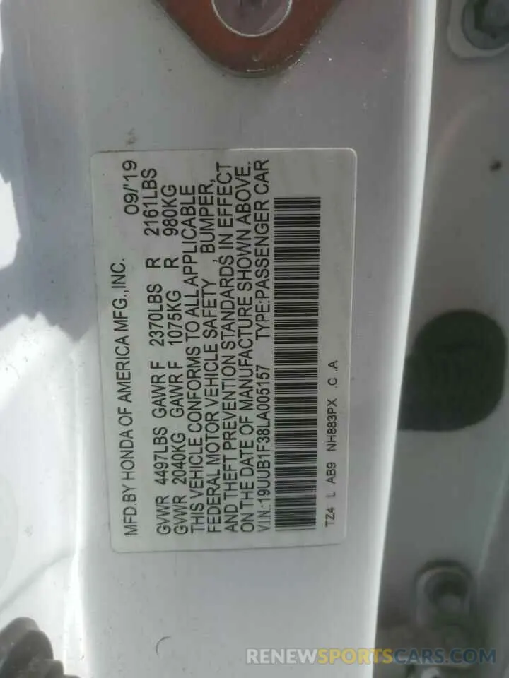 12 fotografías del automóvil dañado 19UUB1F38LA005157 ACURA TLX 2020