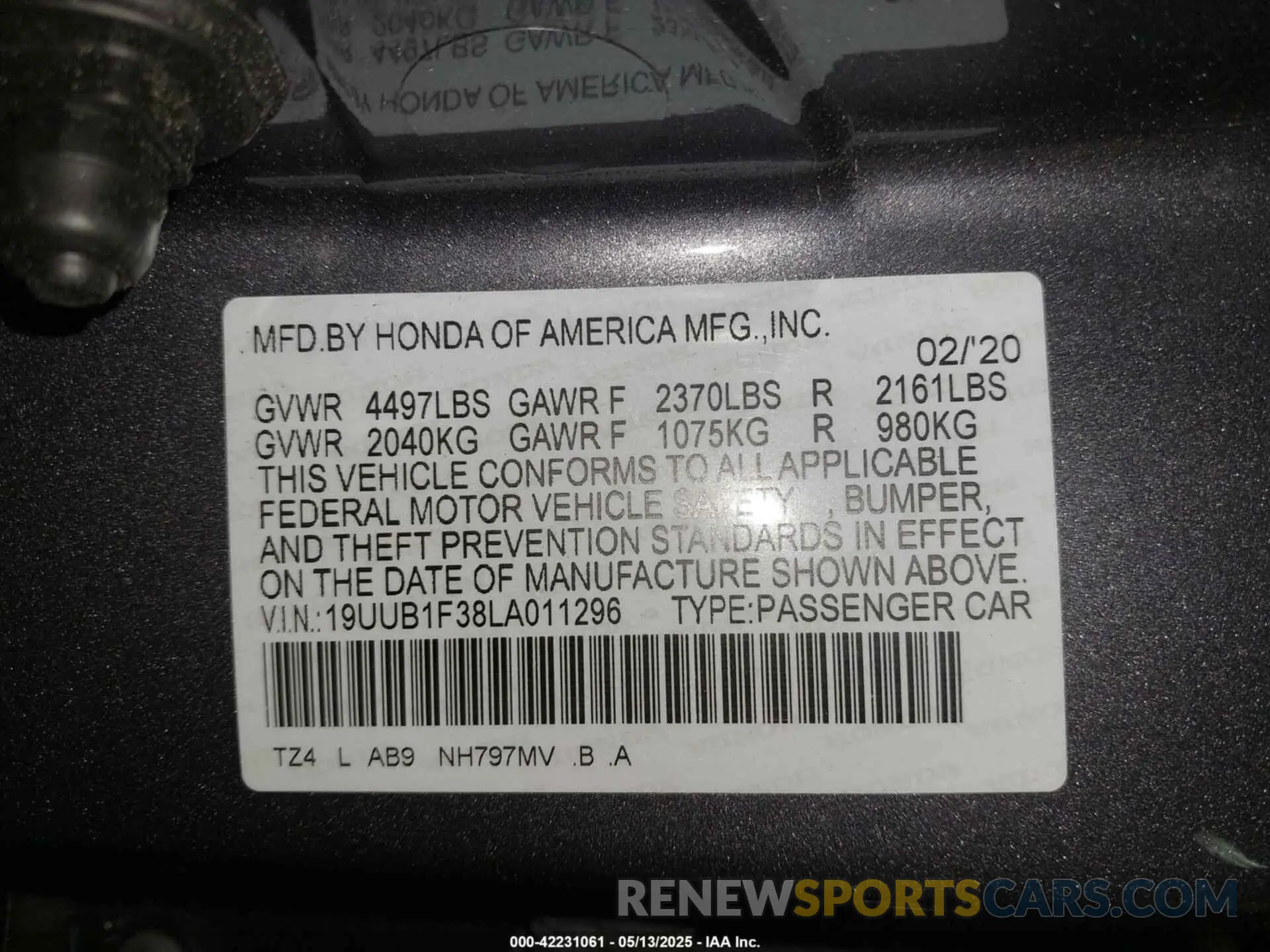 9 fotografías del automóvil dañado 19UUB1F38LA011296 ACURA TLX 2020