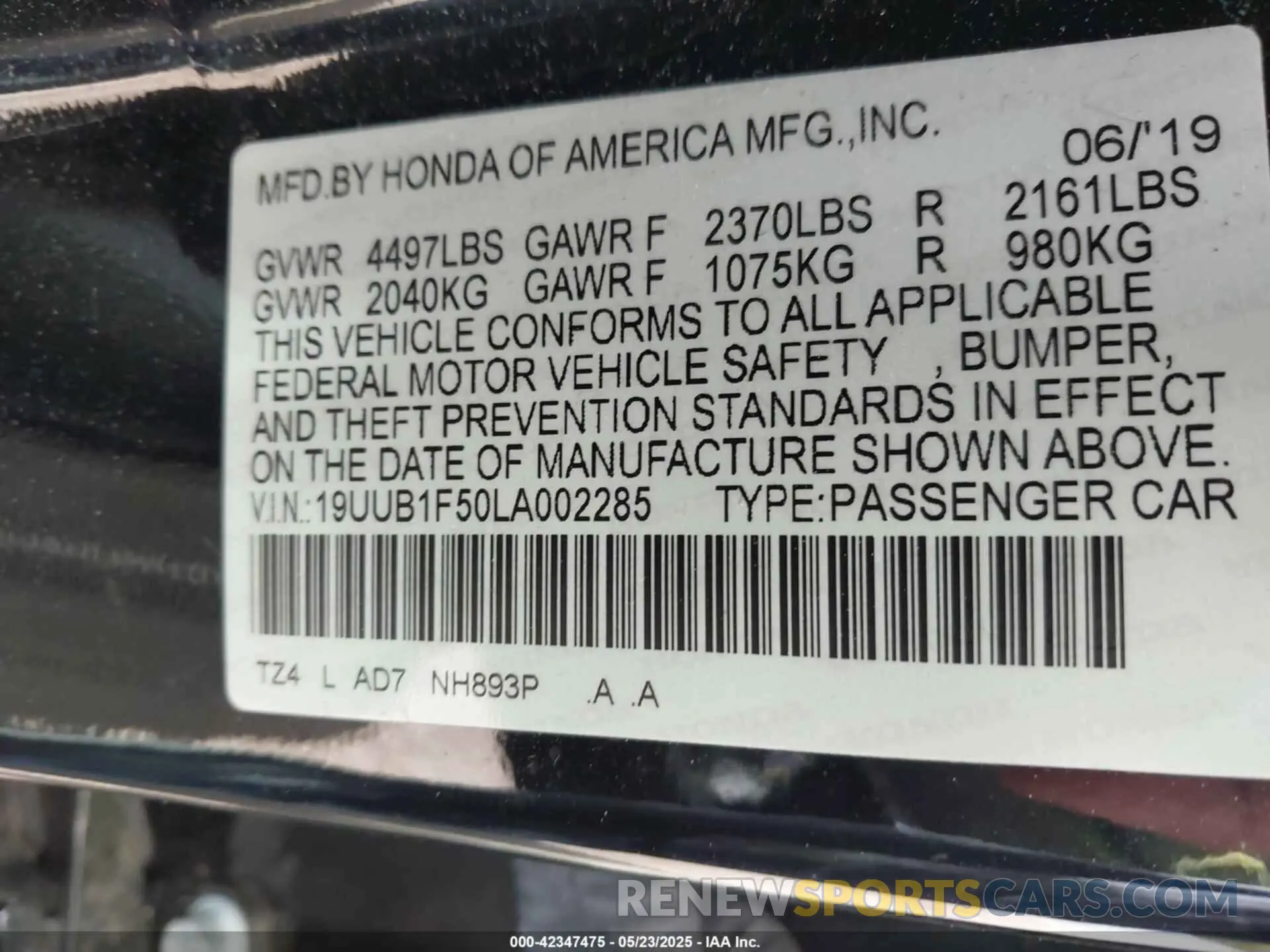 9 fotografías del automóvil dañado 19UUB1F50LA002285 ACURA TLX 2020