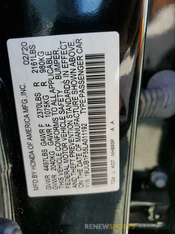 12 fotografías del automóvil dañado 19UUB1F55LA011192 ACURA TLX 2020