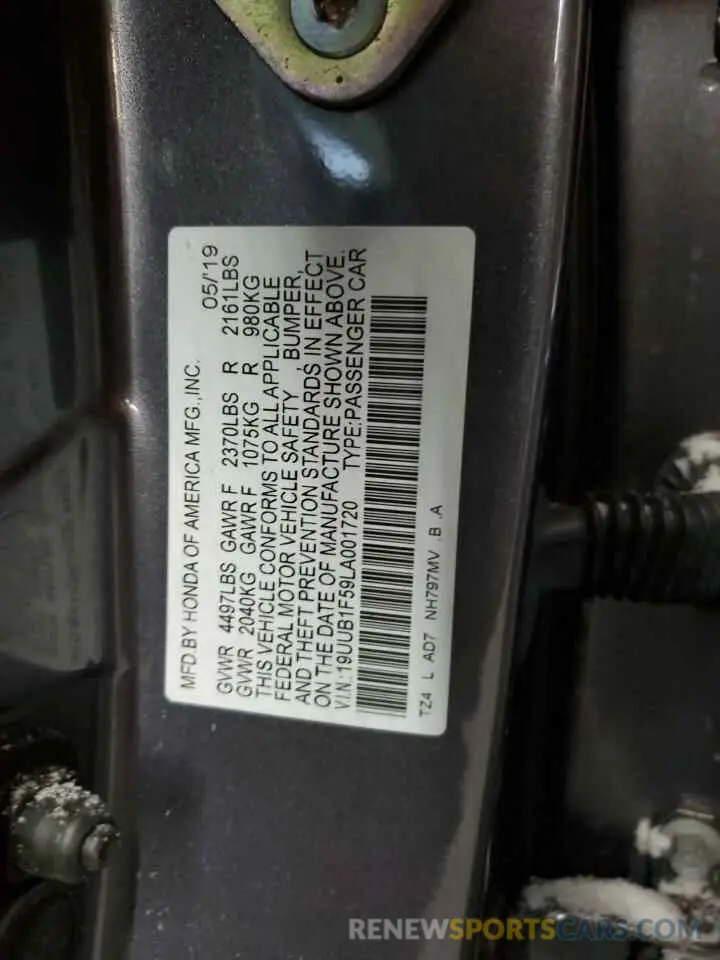 12 fotografías del automóvil dañado 19UUB1F59LA001720 ACURA TLX 2020