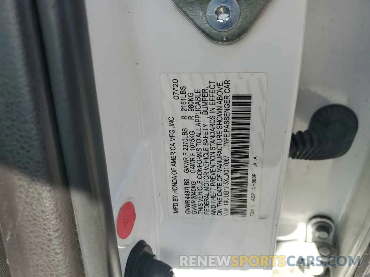 12 fotografías del automóvil dañado 19UUB1F5XLA017067 ACURA TLX 2020
