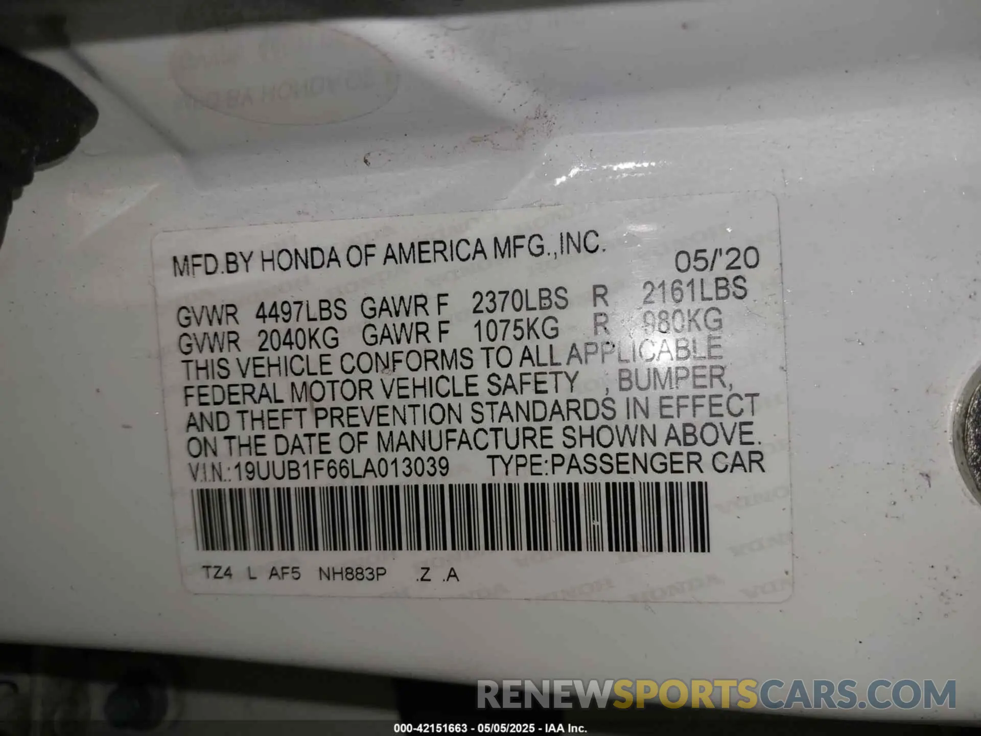 9 fotografías del automóvil dañado 19UUB1F66LA013039 ACURA TLX 2020