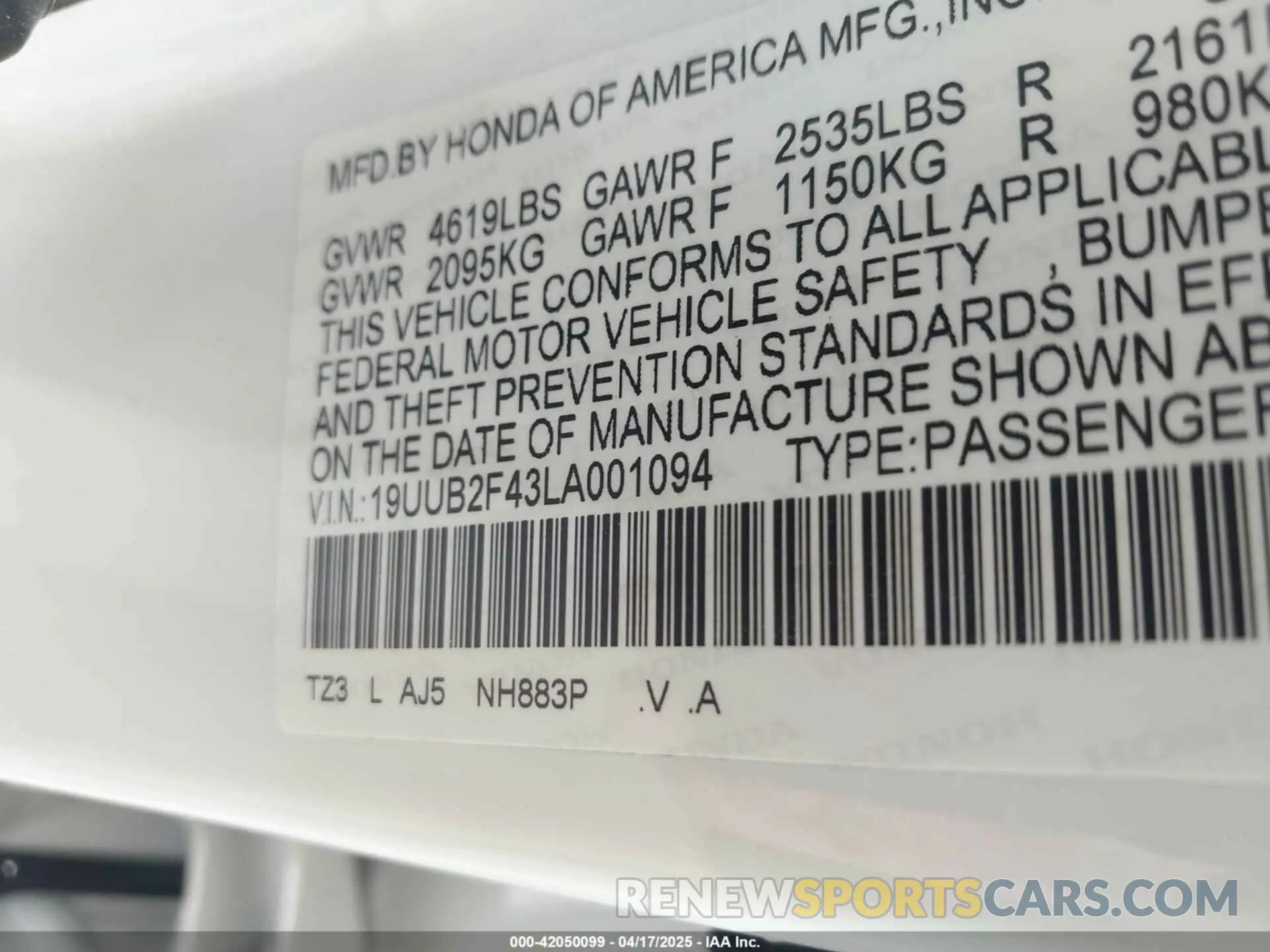 9 fotografías del automóvil dañado 19UUB2F43LA001094 ACURA TLX 2020