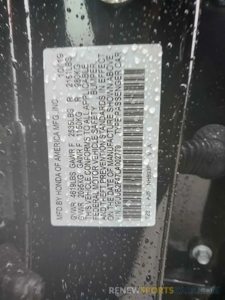 14 fotografías del automóvil dañado 19UUB2F47LA002779 ACURA TLX 2020