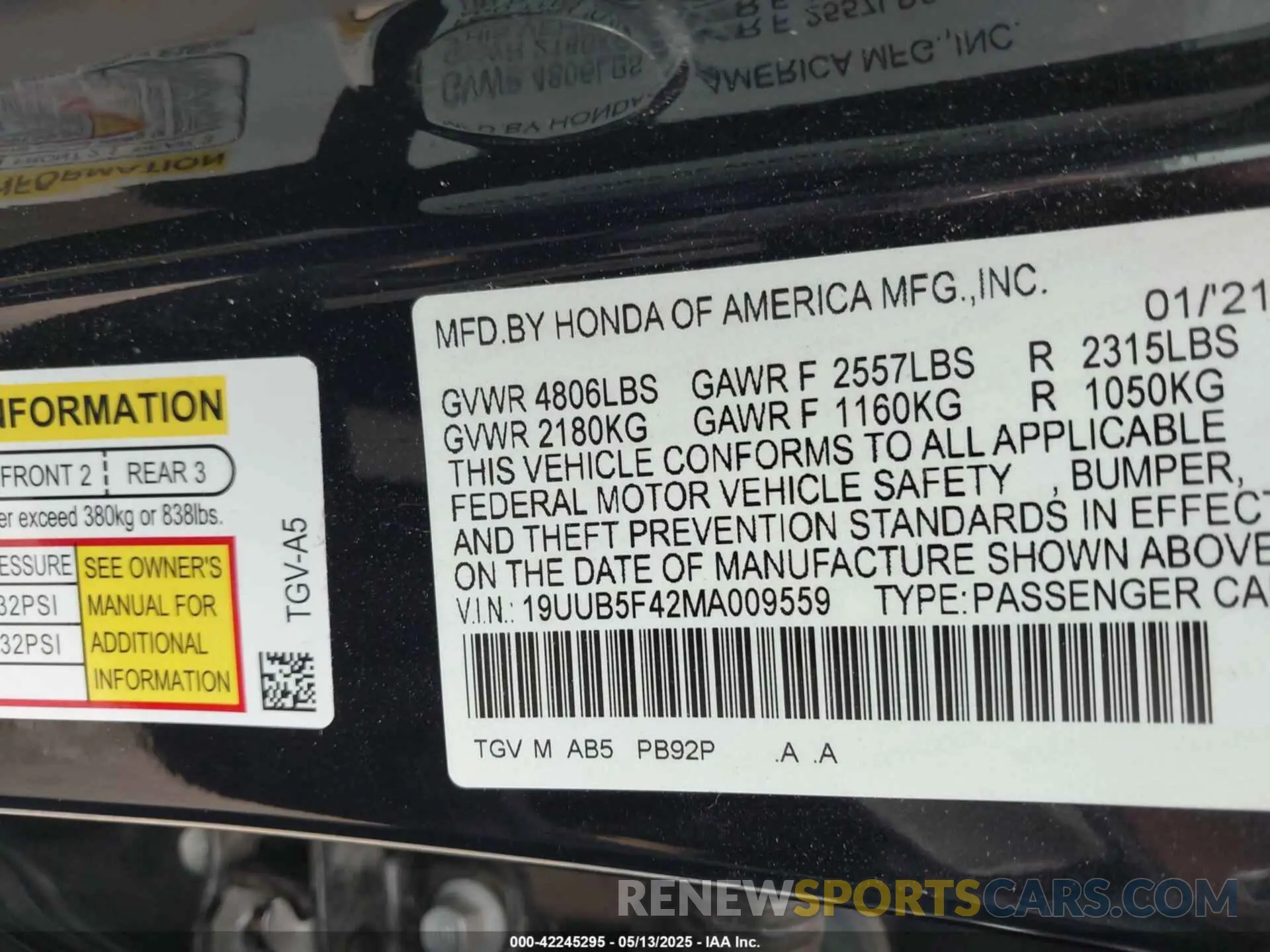 9 fotografías del automóvil dañado 19UUB5F42MA009559 ACURA TLX 2021