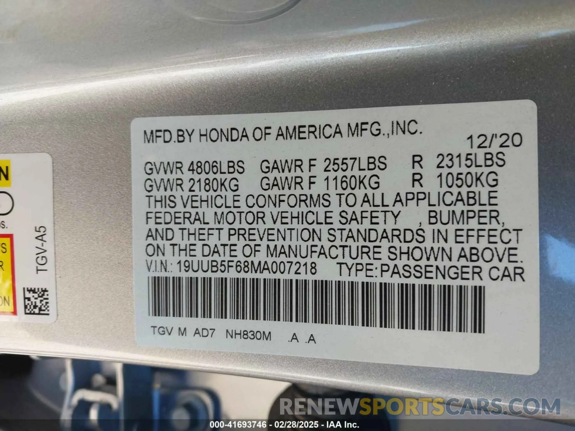 9 fotografías del automóvil dañado 19UUB5F68MA007218 ACURA TLX 2021