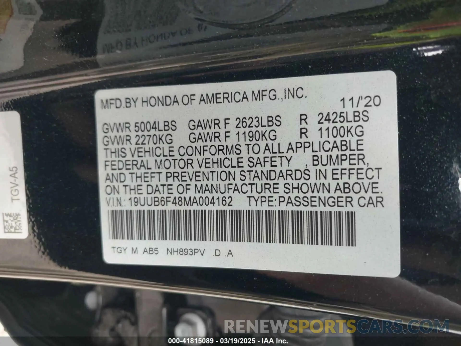 9 fotografías del automóvil dañado 19UUB6F48MA004162 ACURA TLX 2021