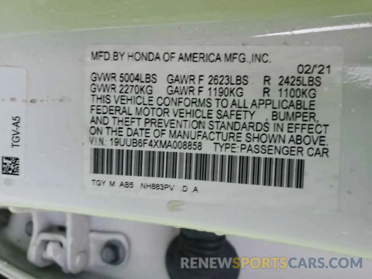 14 fotografías del automóvil dañado 19UUB6F4XMA008858 ACURA TLX 2021