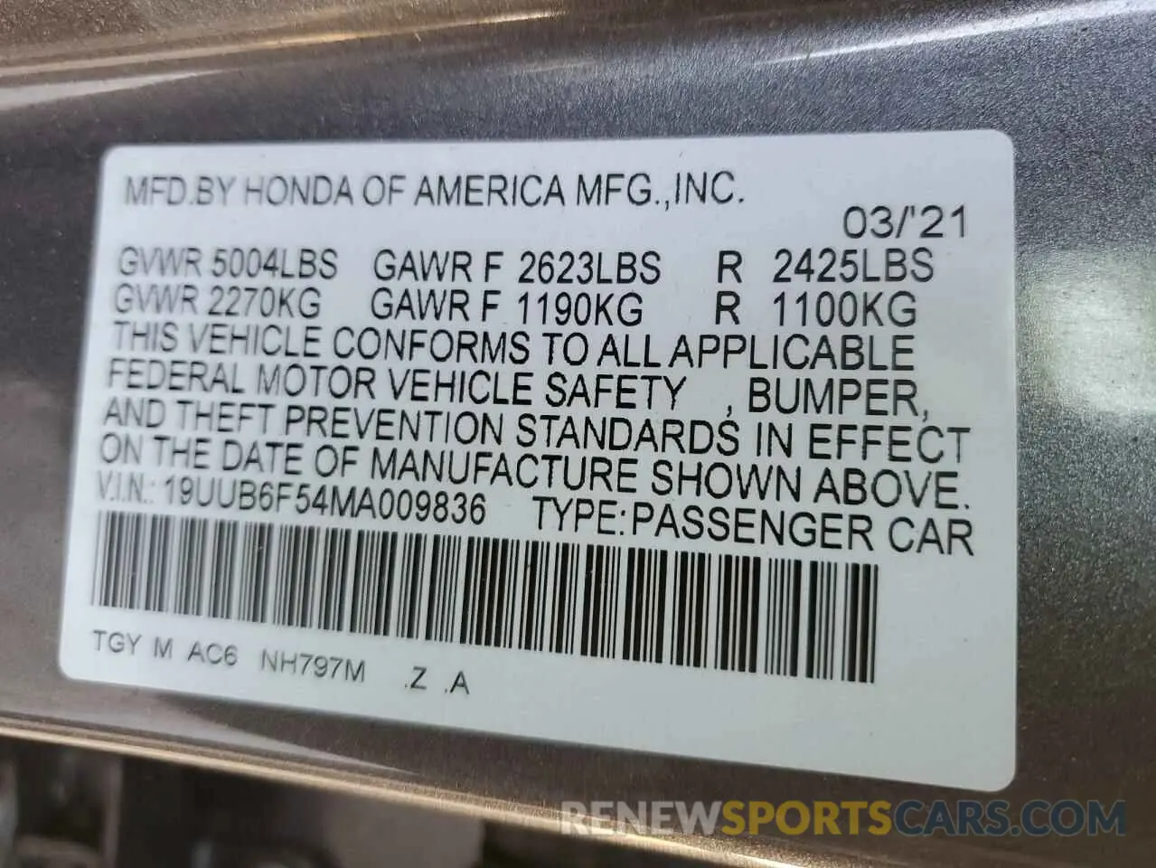 14 fotografías del automóvil dañado 19UUB6F54MA009836 ACURA TLX 2021
