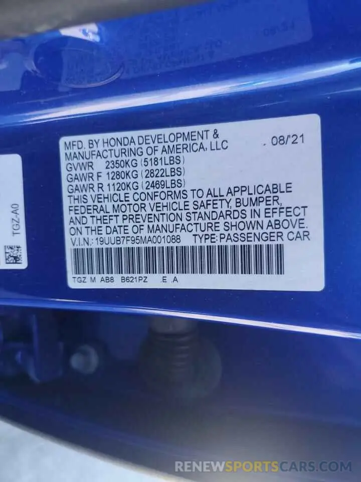 13 fotografías del automóvil dañado 19UUB7F95MA001088 ACURA TLX 2021
