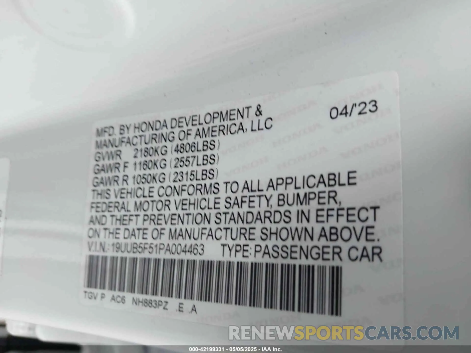 9 fotografías del automóvil dañado 19UUB5F51PA004463 ACURA TLX 2023