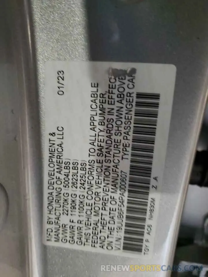 13 fotografías del automóvil dañado 19UUB6F54PA000607 ACURA TLX 2023