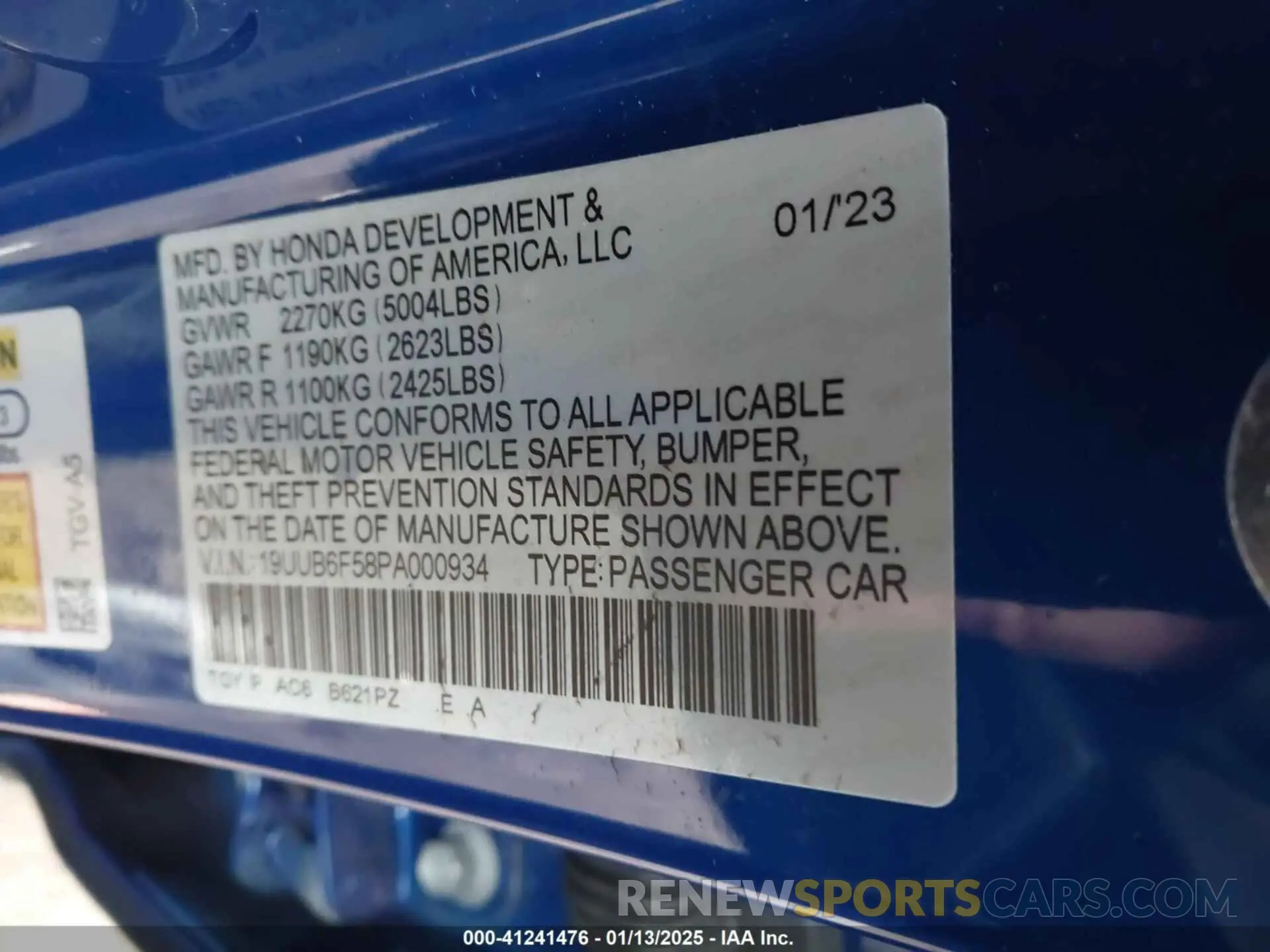 9 fotografías del automóvil dañado 19UUB6F58PA000934 ACURA TLX 2023