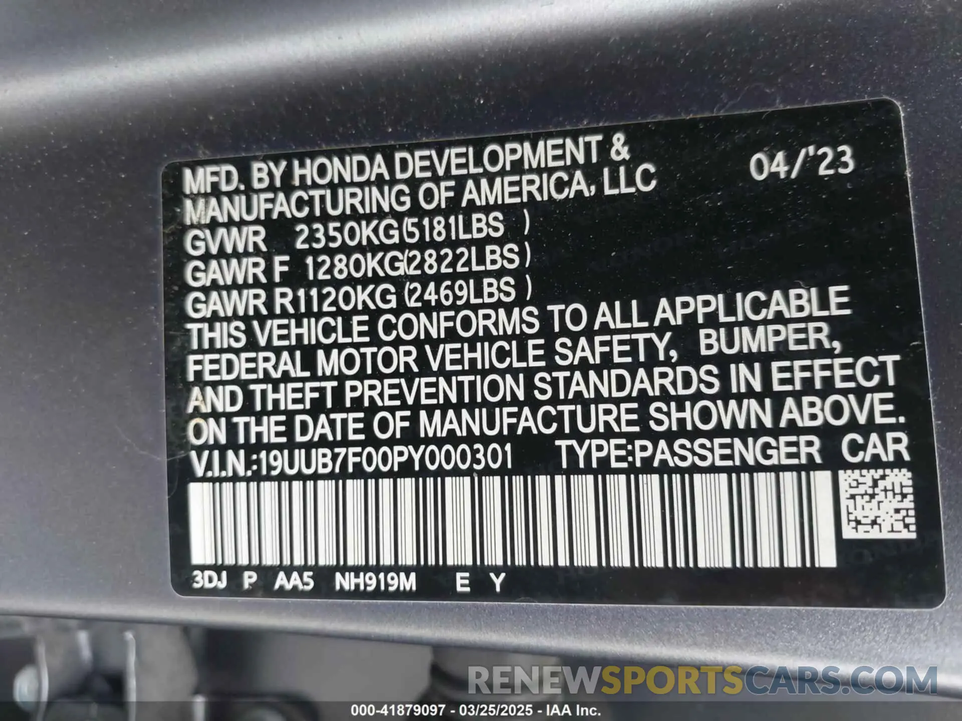 9 fotografías del automóvil dañado 19UUB7F00PY000301 ACURA TLX 2023