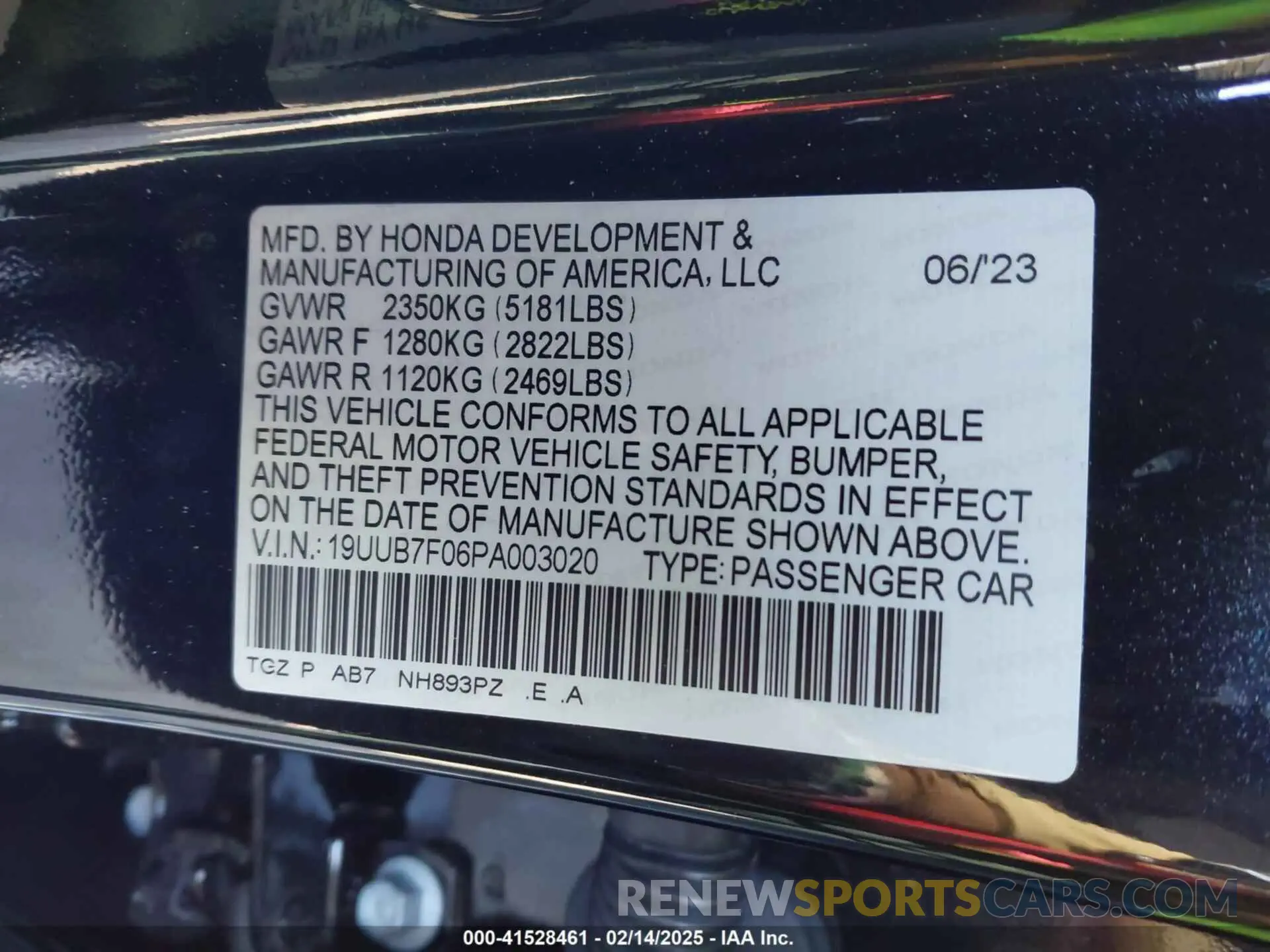 9 fotografías del automóvil dañado 19UUB7F06PA003020 ACURA TLX 2023