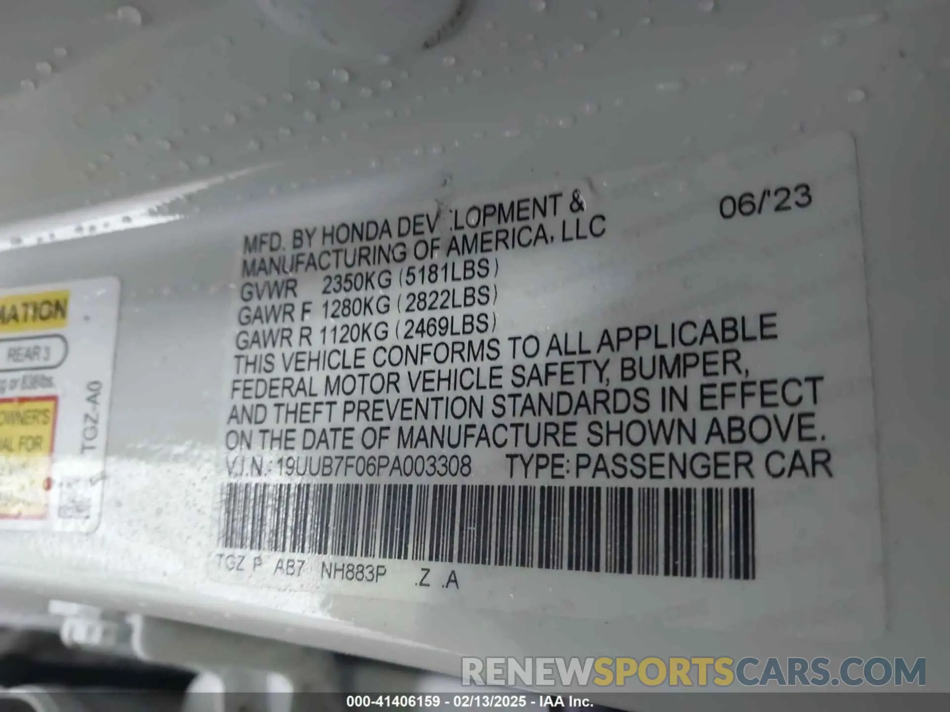 9 fotografías del automóvil dañado 19UUB7F06PA003308 ACURA TLX 2023