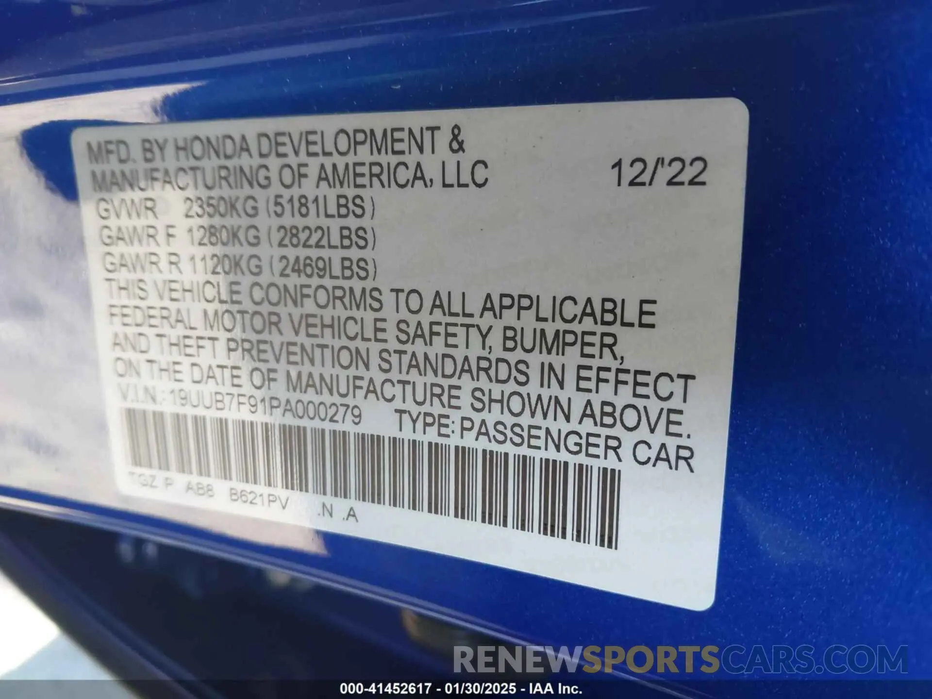 9 fotografías del automóvil dañado 19UUB7F91PA000279 ACURA TLX 2023