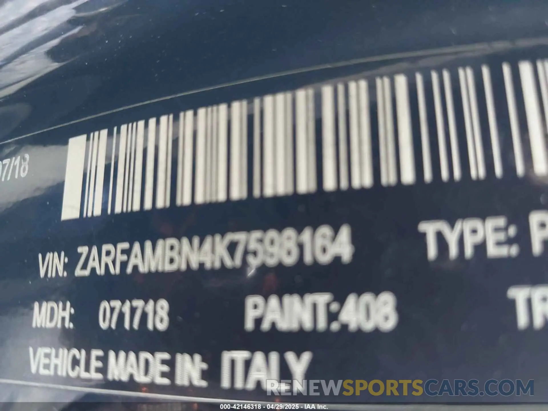9 fotografías del automóvil dañado ZARFAMBN4K7598164 ALFA ROMEO GIULIA 2019