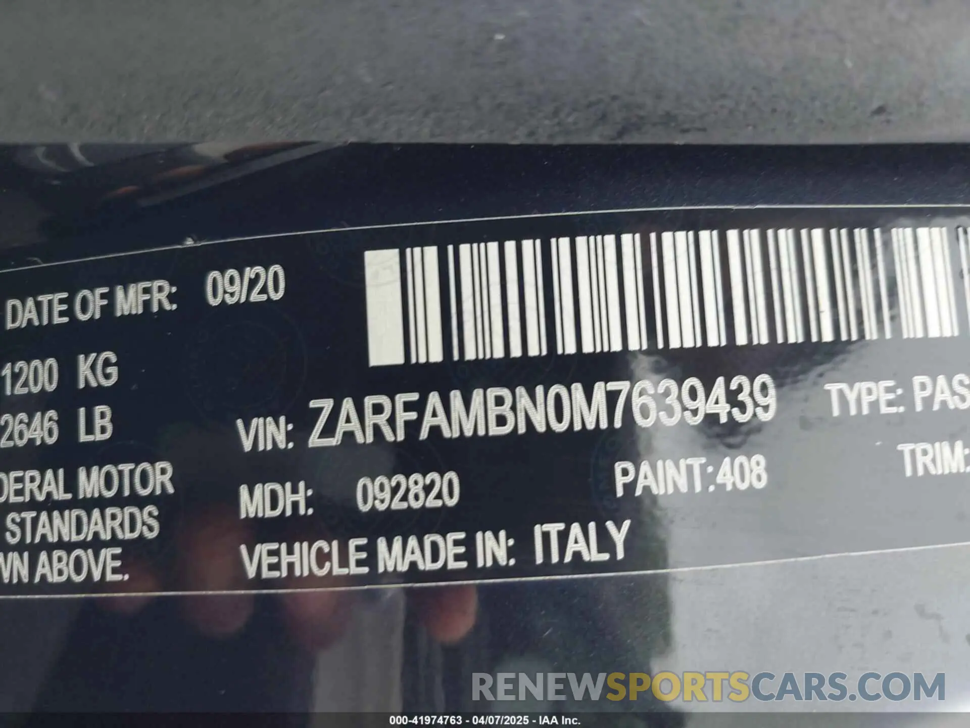 9 fotografías del automóvil dañado ZARFAMBN0M7639439 ALFA ROMEO GIULIA 2021