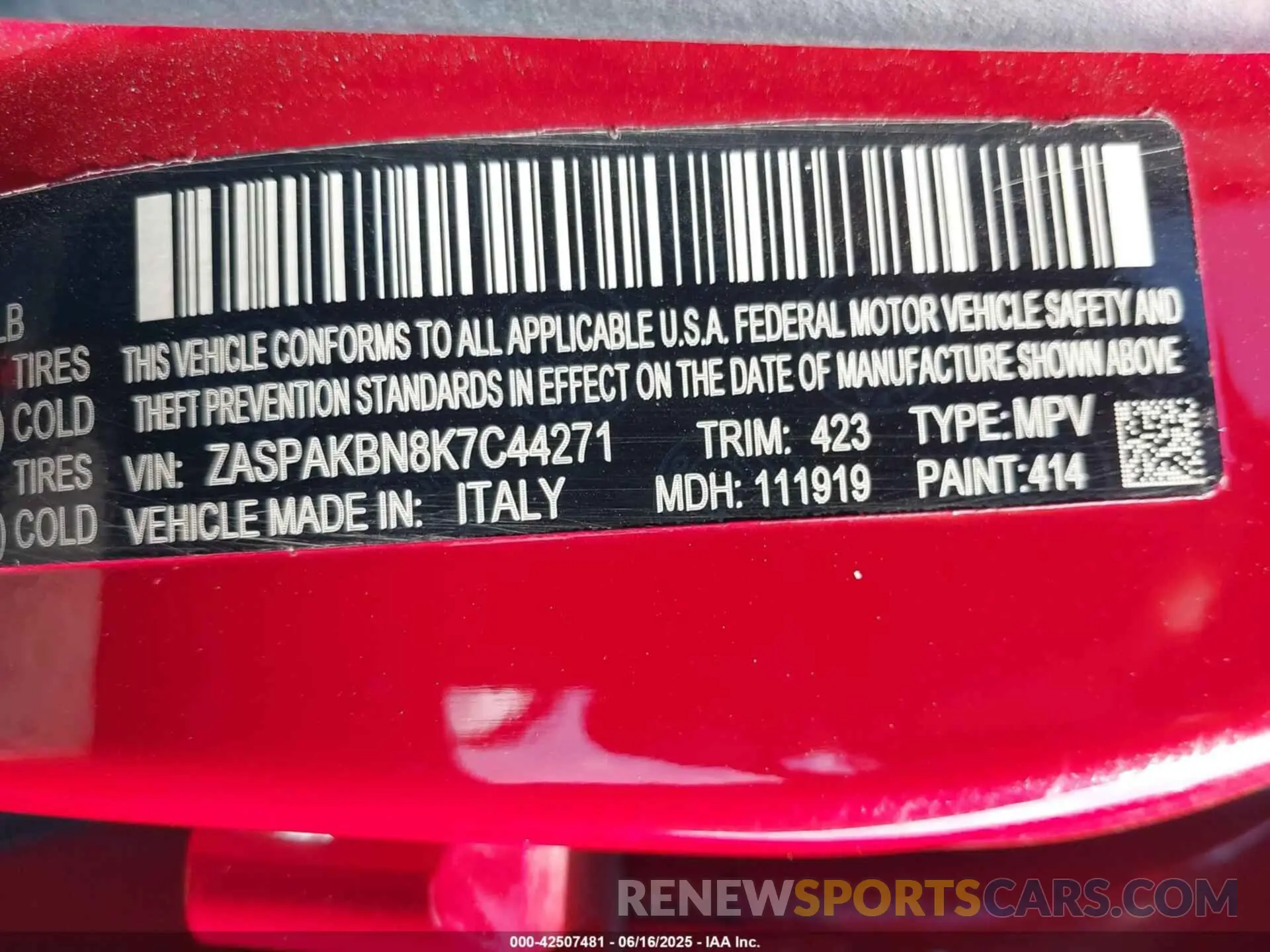 9 fotografías del automóvil dañado ZASPAKBN8K7C44271 ALFA ROMEO STELVIO 2019