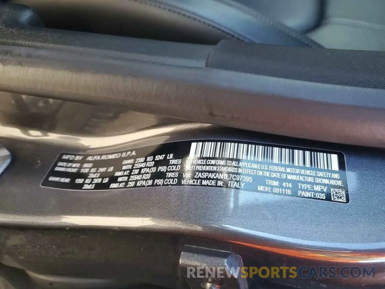 15 fotografías del automóvil dañado ZASPAKAN1L7C97395 ALFA ROMEO STELVIO 2020