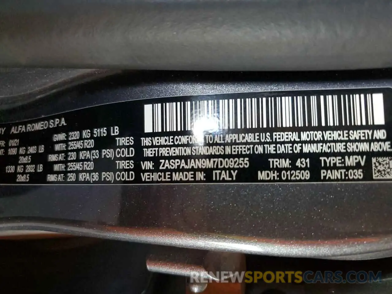 14 fotografías del automóvil dañado ZASPAJAN9M7D09255 ALFA ROMEO STELVIO 2021