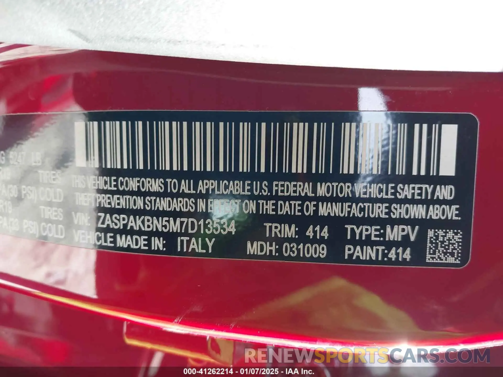 9 fotografías del automóvil dañado ZASPAKBN5M7D13534 ALFA ROMEO STELVIO 2021