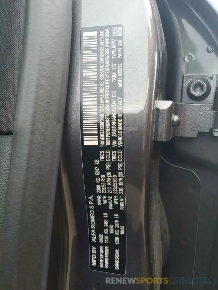 14 fotografías del automóvil dañado ZASPAKAN0N7D41132 ALFA ROMEO STELVIO 2022