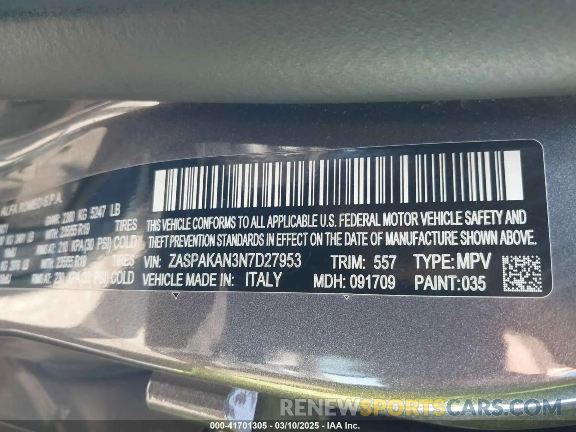 9 fotografías del automóvil dañado ZASPAKAN3N7D27953 ALFA ROMEO STELVIO 2022
