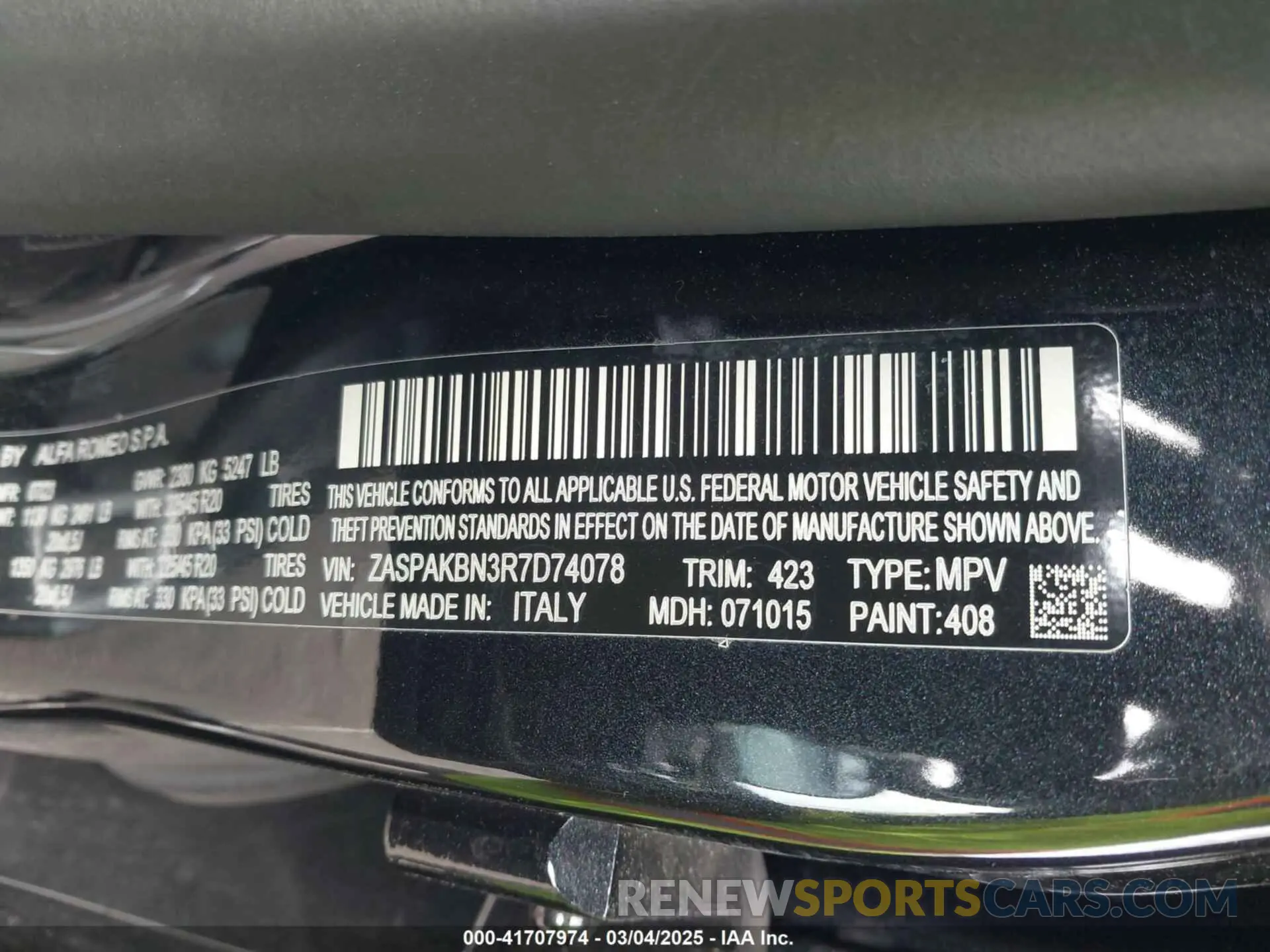 9 fotografías del automóvil dañado ZASPAKBN3R7D74078 ALFA ROMEO STELVIO 2024