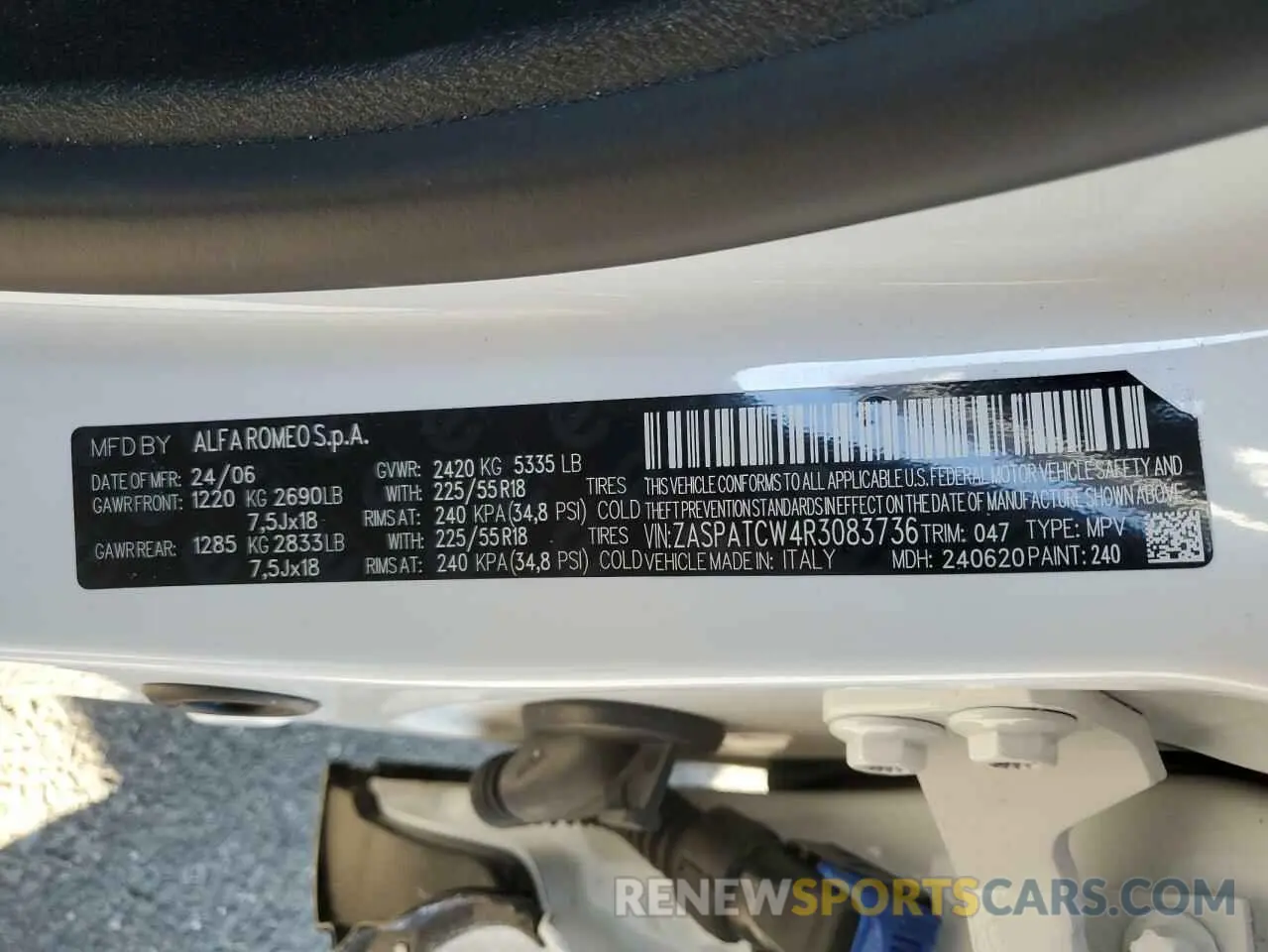 14 fotografías del automóvil dañado ZASPATCW4R3083736 ALFA ROMEO TONALE TI 2024