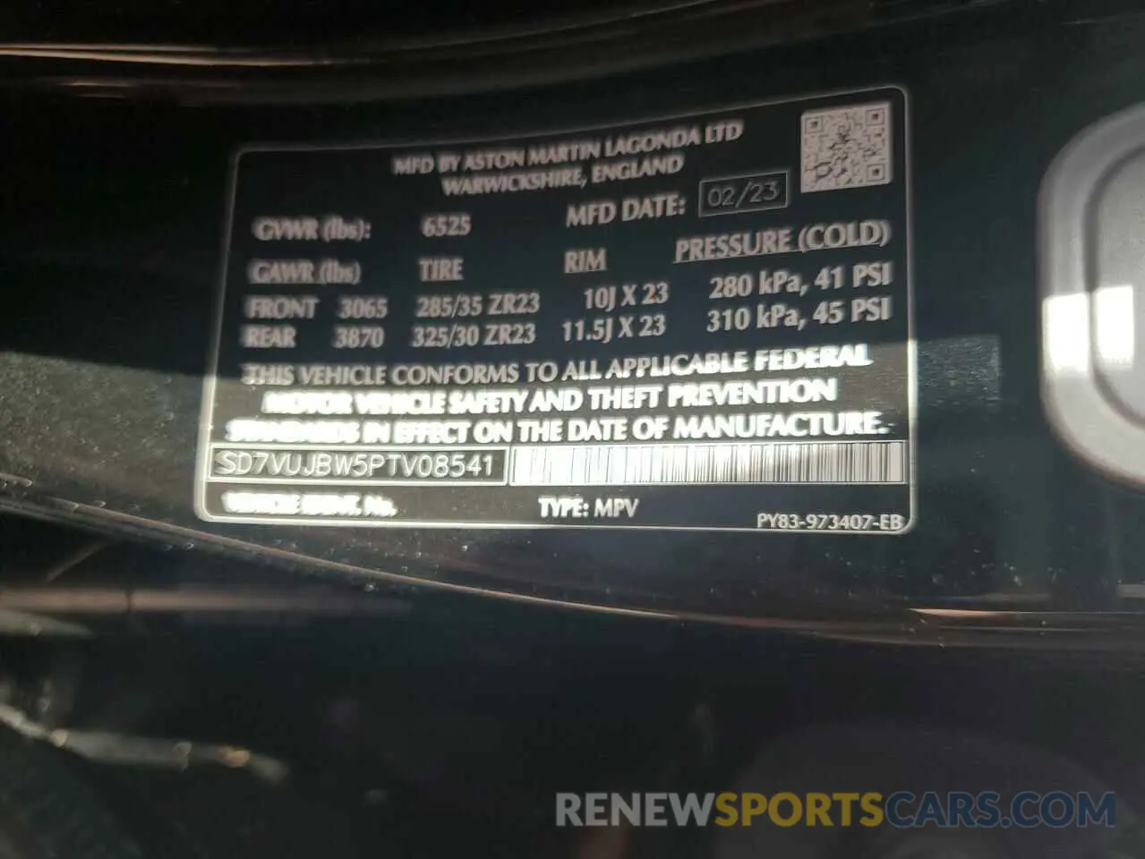 14 fotografías del automóvil dañado SD7VUJBW5PTV08541 ASTON MARTIN DBX 707 2023