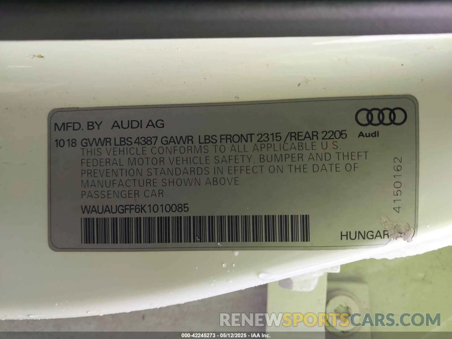 9 fotografías del automóvil dañado WAUAUGFF6K1010085 AUDI A3 2019
