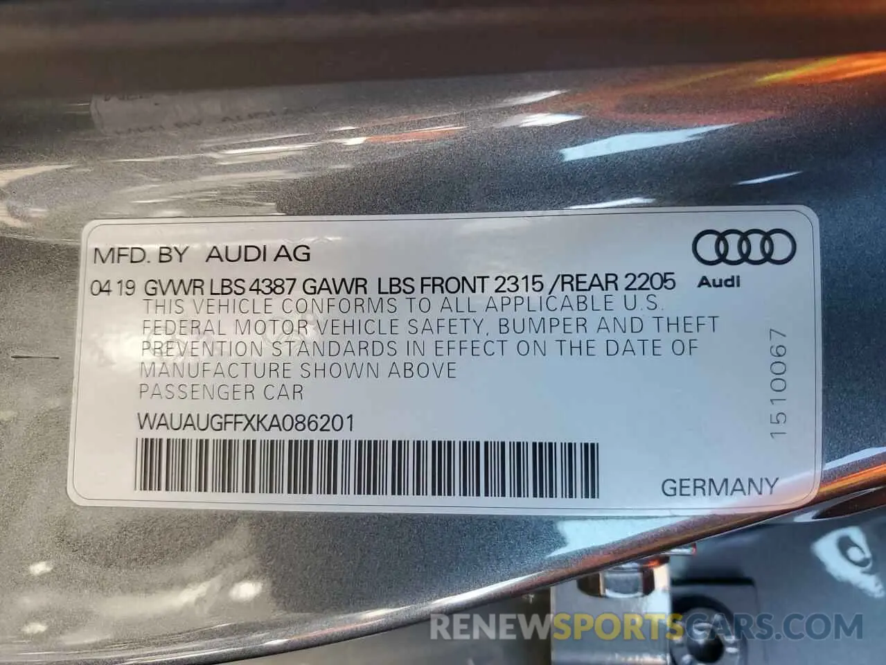 13 fotografías del automóvil dañado WAUAUGFFXKA086201 AUDI A3 2019