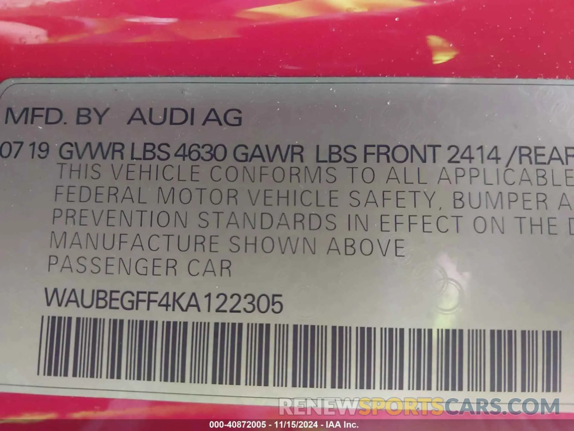 9 fotografías del automóvil dañado WAUBEGFF4KA122305 AUDI A3 2019