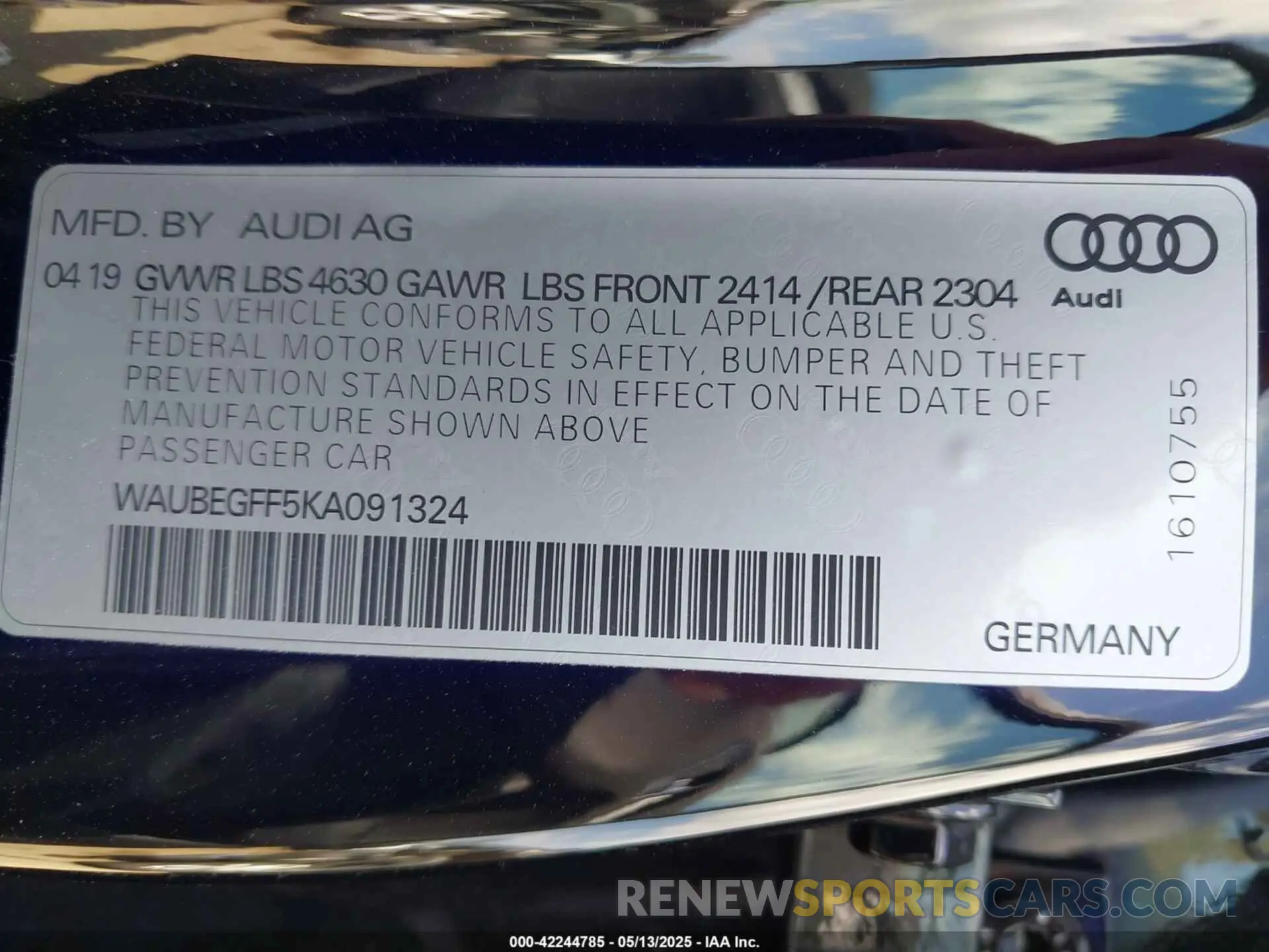 9 fotografías del automóvil dañado WAUBEGFF5KA091324 AUDI A3 2019