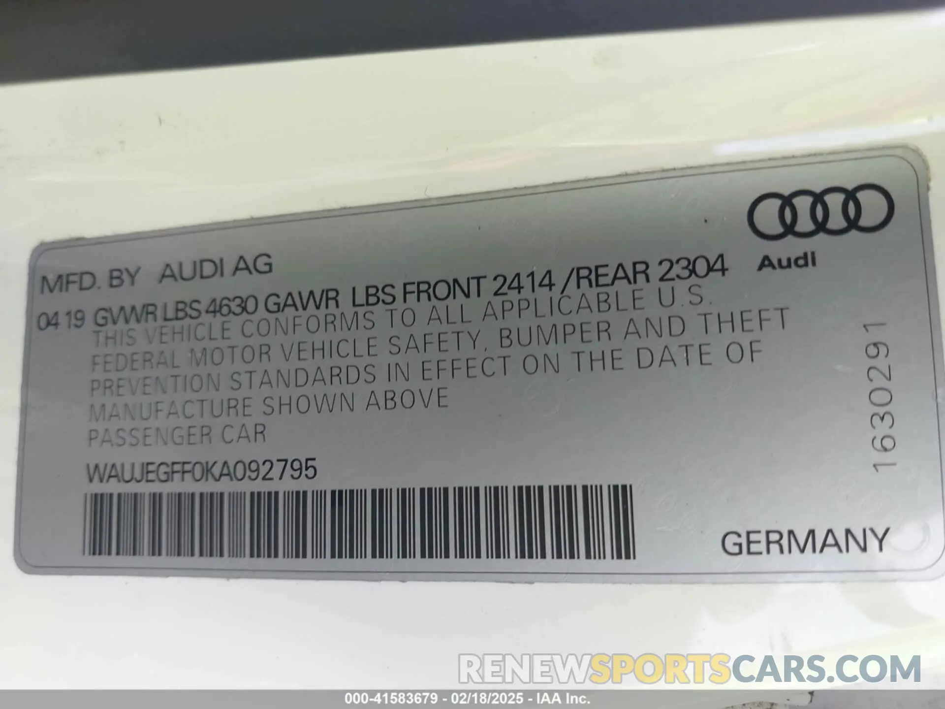 9 fotografías del automóvil dañado WAUJEGFF0KA092795 AUDI A3 2019