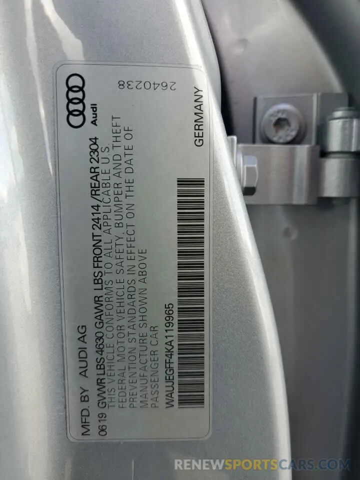 13 fotografías del automóvil dañado WAUJEGFF4KA119965 AUDI A3 2019