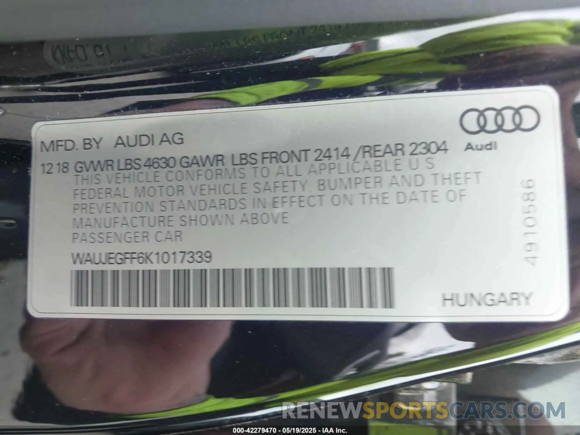 9 fotografías del automóvil dañado WAUJEGFF6K1017339 AUDI A3 2019