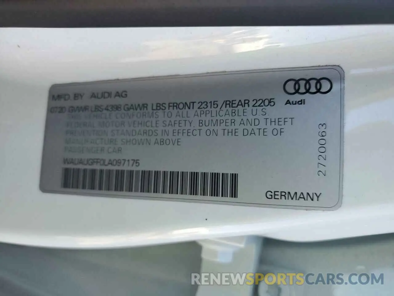 12 fotografías del automóvil dañado WAUAUGFF0LA097175 AUDI A3 2020