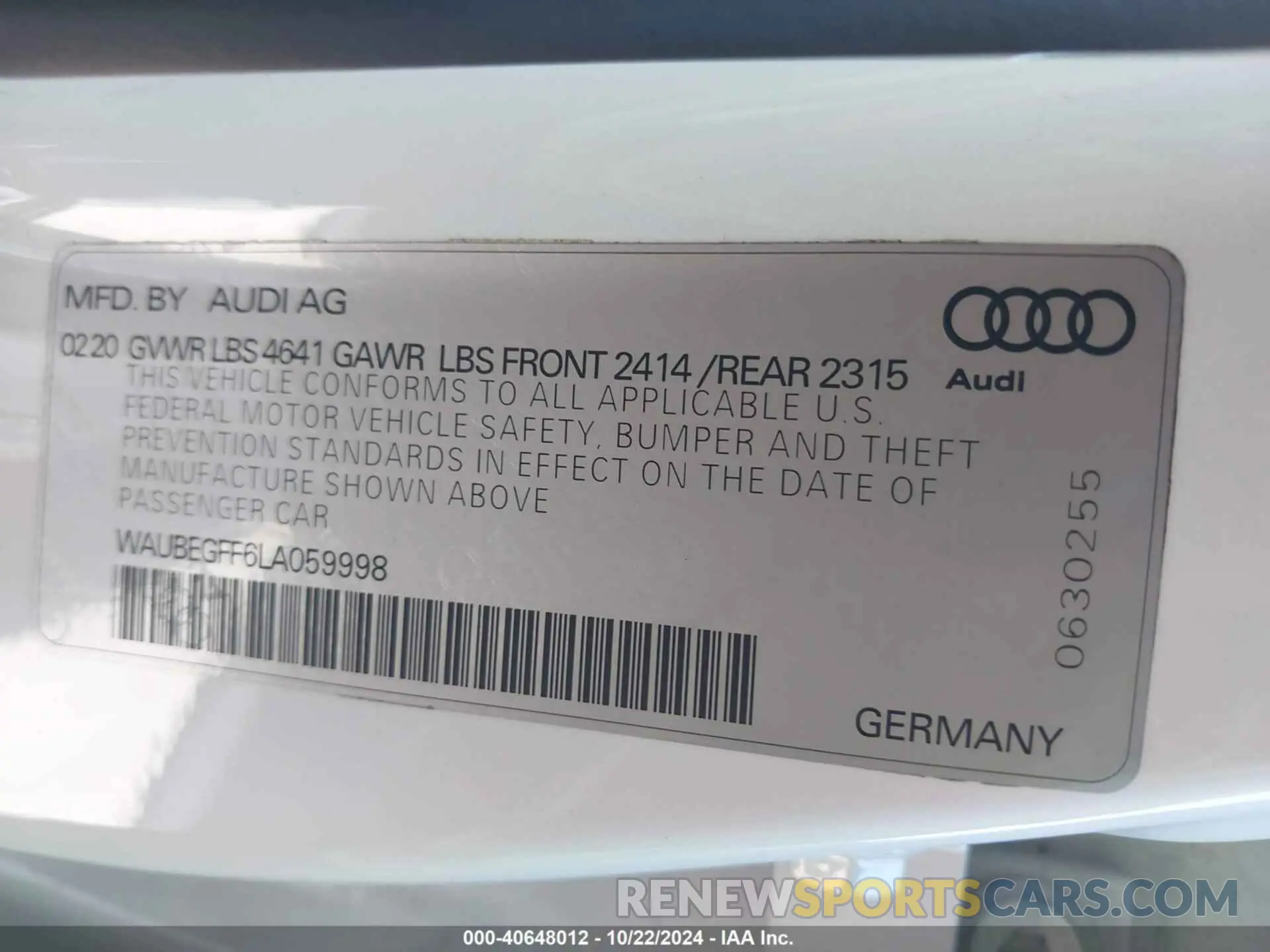 9 fotografías del automóvil dañado WAUBEGFF6LA059998 AUDI A3 2020