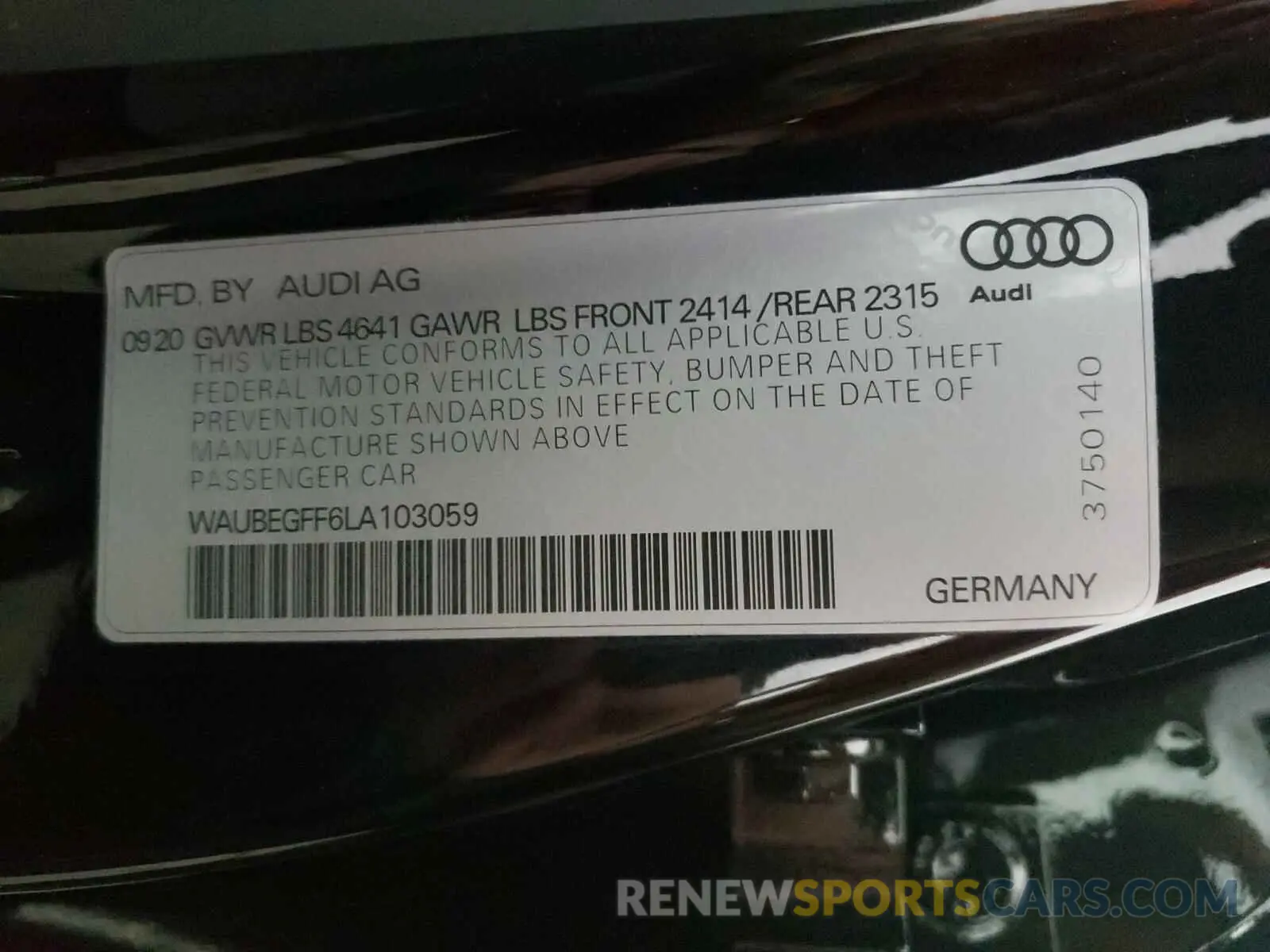 10 fotografías del automóvil dañado WAUBEGFF6LA103059 AUDI A3 2020