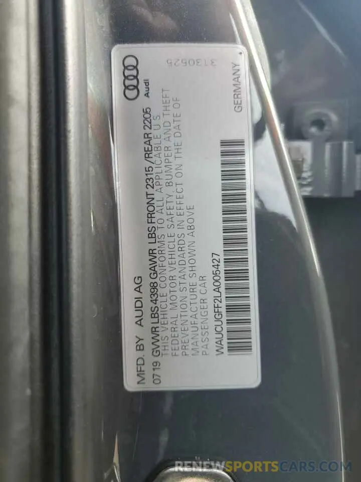 12 fotografías del automóvil dañado WAUCUGFF2LA005427 AUDI A3 2020