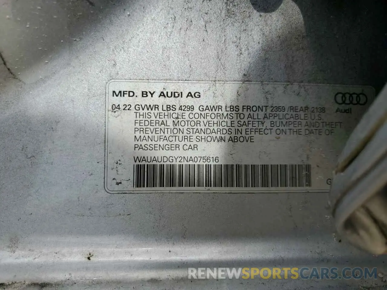 12 fotografías del automóvil dañado WAUAUDGY2NA075616 AUDI A3 2022