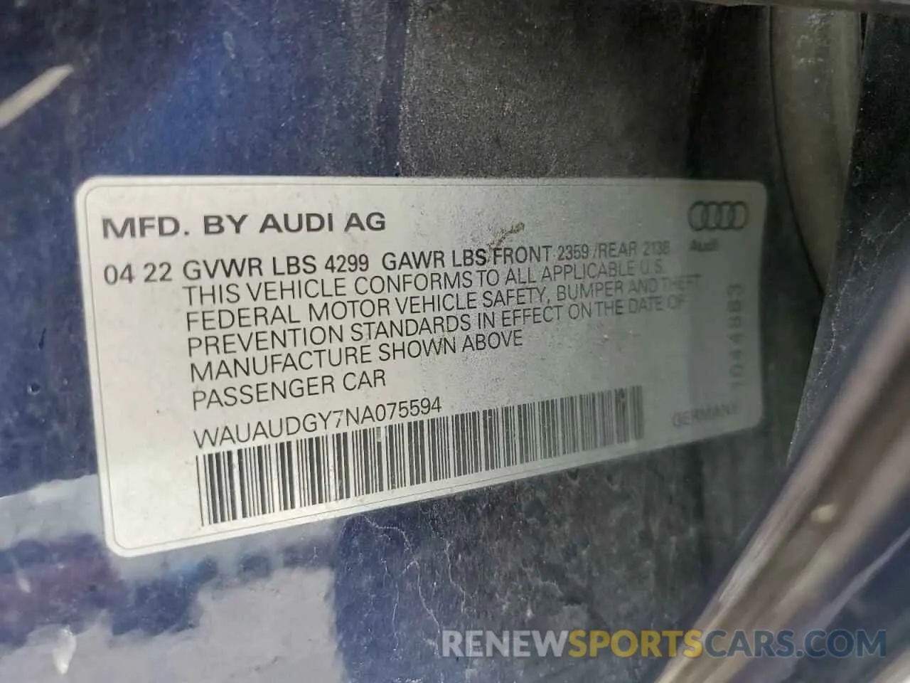 12 fotografías del automóvil dañado WAUAUDGY7NA075594 AUDI A3 2022